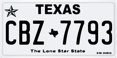 TX license plate CBZ7793