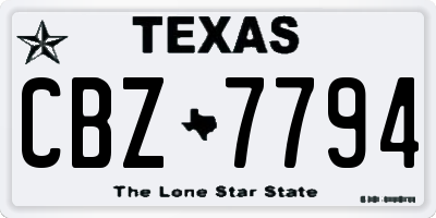 TX license plate CBZ7794