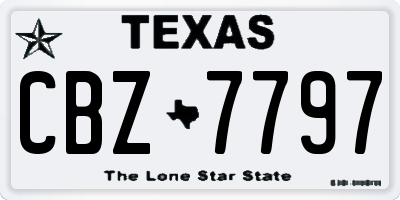 TX license plate CBZ7797
