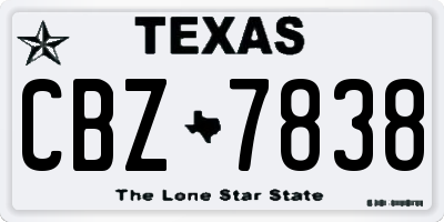 TX license plate CBZ7838