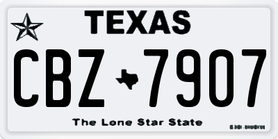 TX license plate CBZ7907