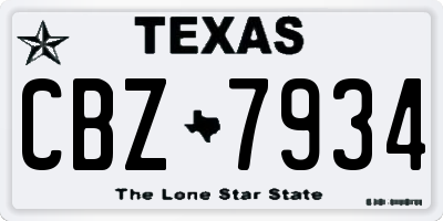 TX license plate CBZ7934