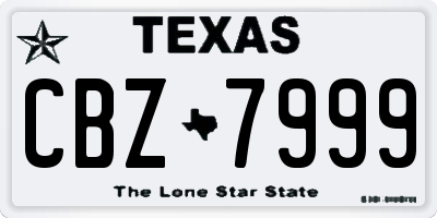 TX license plate CBZ7999