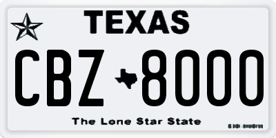 TX license plate CBZ8000