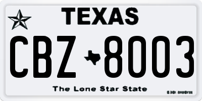 TX license plate CBZ8003