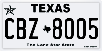 TX license plate CBZ8005