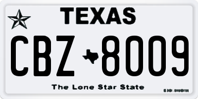 TX license plate CBZ8009