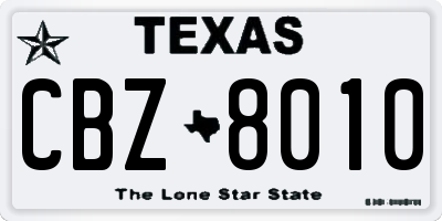 TX license plate CBZ8010