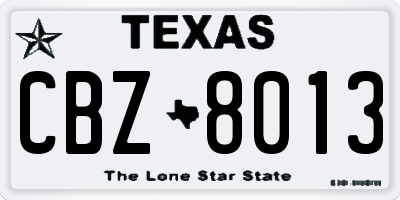 TX license plate CBZ8013