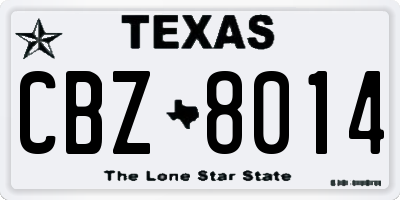 TX license plate CBZ8014
