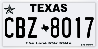 TX license plate CBZ8017
