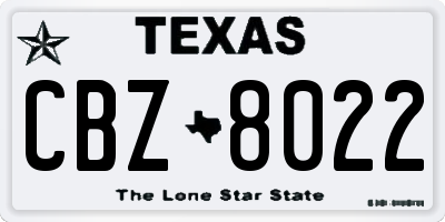 TX license plate CBZ8022