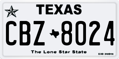 TX license plate CBZ8024