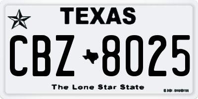 TX license plate CBZ8025