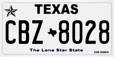 TX license plate CBZ8028