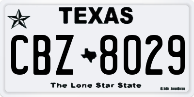 TX license plate CBZ8029