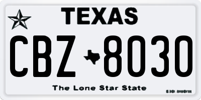 TX license plate CBZ8030