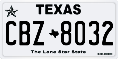TX license plate CBZ8032