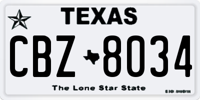 TX license plate CBZ8034
