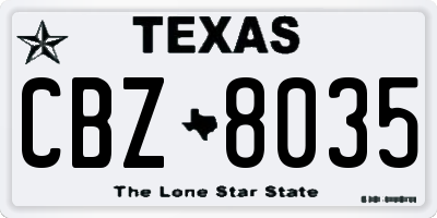 TX license plate CBZ8035