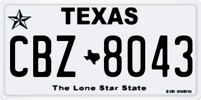 TX license plate CBZ8043