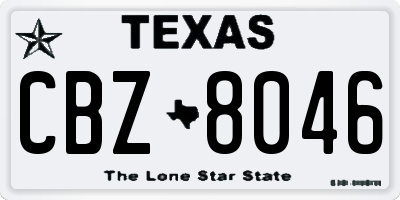 TX license plate CBZ8046