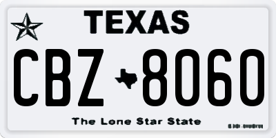 TX license plate CBZ8060