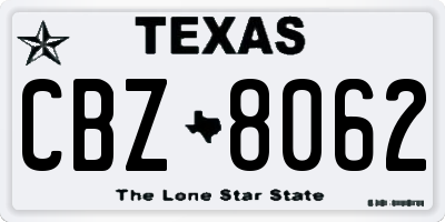 TX license plate CBZ8062
