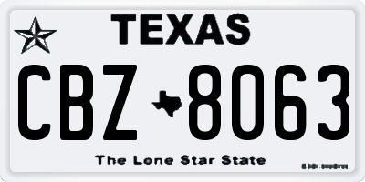 TX license plate CBZ8063