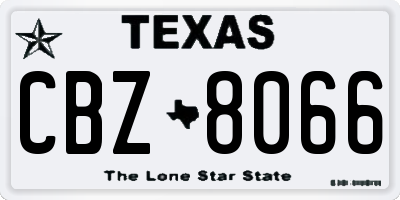 TX license plate CBZ8066