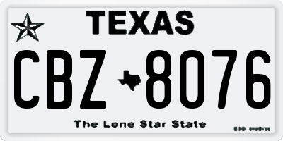 TX license plate CBZ8076