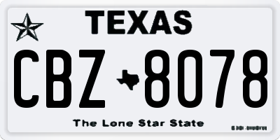 TX license plate CBZ8078