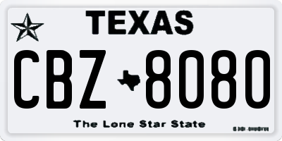 TX license plate CBZ8080