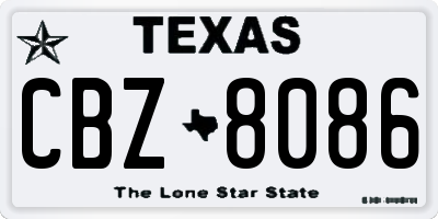 TX license plate CBZ8086