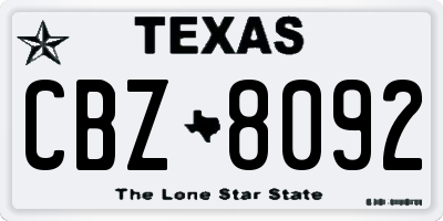 TX license plate CBZ8092