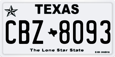 TX license plate CBZ8093