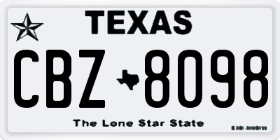 TX license plate CBZ8098
