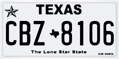 TX license plate CBZ8106
