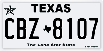 TX license plate CBZ8107