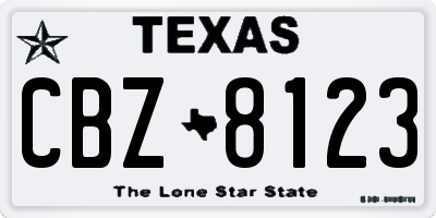 TX license plate CBZ8123