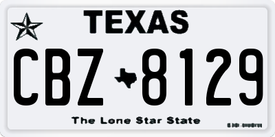 TX license plate CBZ8129