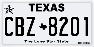 TX license plate CBZ8201