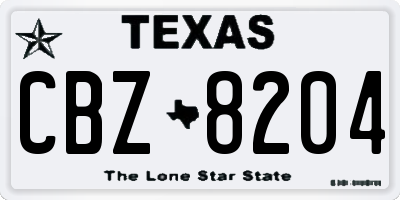 TX license plate CBZ8204