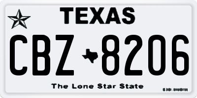 TX license plate CBZ8206