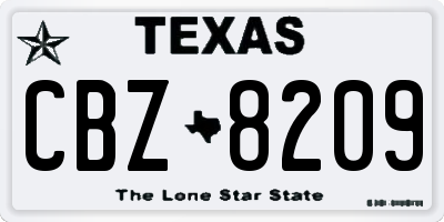 TX license plate CBZ8209