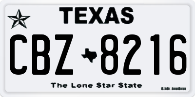 TX license plate CBZ8216