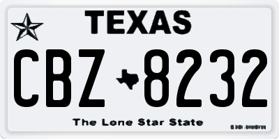 TX license plate CBZ8232