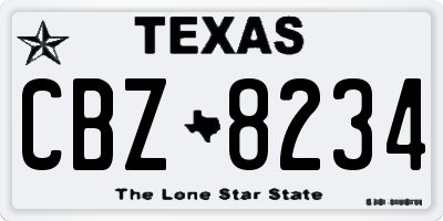 TX license plate CBZ8234