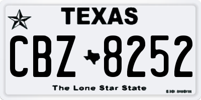 TX license plate CBZ8252