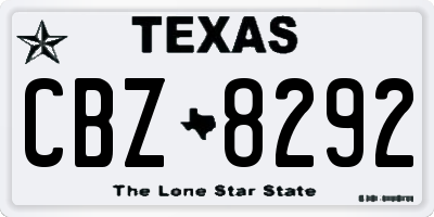 TX license plate CBZ8292